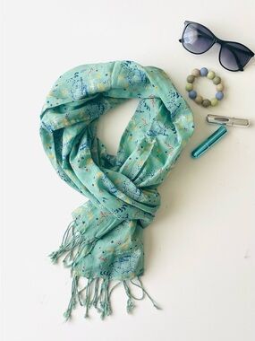 Niagara Falls Print Cotton Scarf 20"x70" Mint